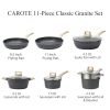 Nonstick Pots and Pans Set;  11 Pcs Granite Stone Kitchen Cookware Sets (Black)