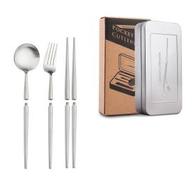 Stainless Steel Removable Portuguese Portable Knife Fork And Spoon Chopsticks Set (Option: True colors Three pieces2)