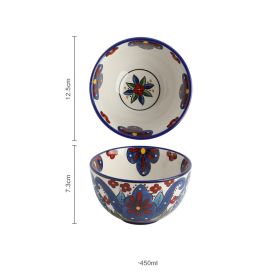 New Bohemian Hand-painted Household Ceramic Bowl (Option: Blue 4.7inch)