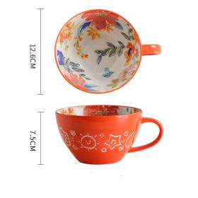 Ceramic Breakfast Mug Microwavable Milk Coffee Mug (Color: Orange)