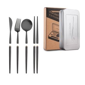 Stainless Steel Removable Portuguese Portable Knife Fork And Spoon Chopsticks Set (Option: Rose gold set of four)