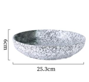 Japanese Ceramic Deep Plate Cutlery (Option: Lichen-25.3x6cm)