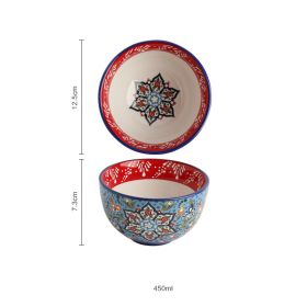 New Bohemian Hand-painted Household Ceramic Bowl (Option: Turkey Blue 4.7inch)