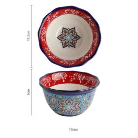 New Bohemian Hand-painted Household Ceramic Bowl (Option: Turkey Blue 6inch)