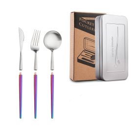 Stainless Steel Removable Portuguese Portable Knife Fork And Spoon Chopsticks Set (Option: Three pieces of glitzy silver1)