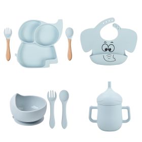 Children's Cartoon Elephant Silicone Tableware Set (Option: Y5-B 8pcs set)