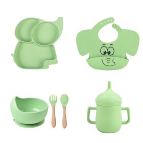 Children's Cartoon Elephant Silicone Tableware Set (Option: Y3-A 6pcs set)