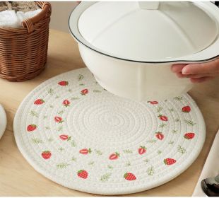 Nordic Cotton Printed Placemat Tray Cushion Coaster (Option: Strawberry-12cm)