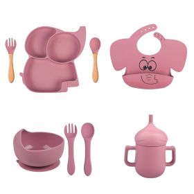 Children's Cartoon Elephant Silicone Tableware Set (Option: Y19-B 8pcs set)