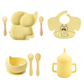 Children's Cartoon Elephant Silicone Tableware Set (Option: Y11-B 8pcs set)