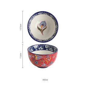 New Bohemian Hand-painted Household Ceramic Bowl (Option: Turkey Red 4.7inch)