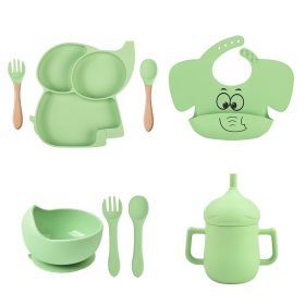 Children's Cartoon Elephant Silicone Tableware Set (Option: Y3-B 8pcs set)