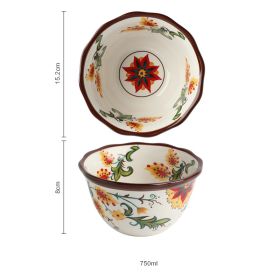 New Bohemian Hand-painted Household Ceramic Bowl (Option: Yellow 6inch)