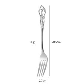 Stainless Steel Cutlery Spoon West Dinnerware Set Gold Plated (Option: Silver fork)