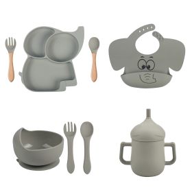 Children's Cartoon Elephant Silicone Tableware Set (Option: Y22-B 8pcs set)