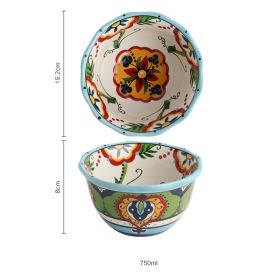 New Bohemian Hand-painted Household Ceramic Bowl (Option: Green 6inch)