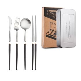 Stainless Steel Removable Portuguese Portable Knife Fork And Spoon Chopsticks Set (Option: Tungstensilver fourpiece set)