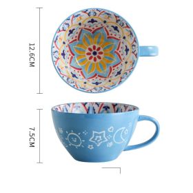 Ceramic Breakfast Mug Microwavable Milk Coffee Mug (Color: Blue)