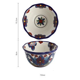 New Bohemian Hand-painted Household Ceramic Bowl (Option: Blue 6inch)