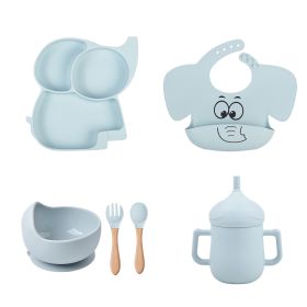 Children's Cartoon Elephant Silicone Tableware Set (Option: Y5-A 6pcs set)