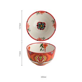 New Bohemian Hand-painted Household Ceramic Bowl (Option: Red 4.7inch)